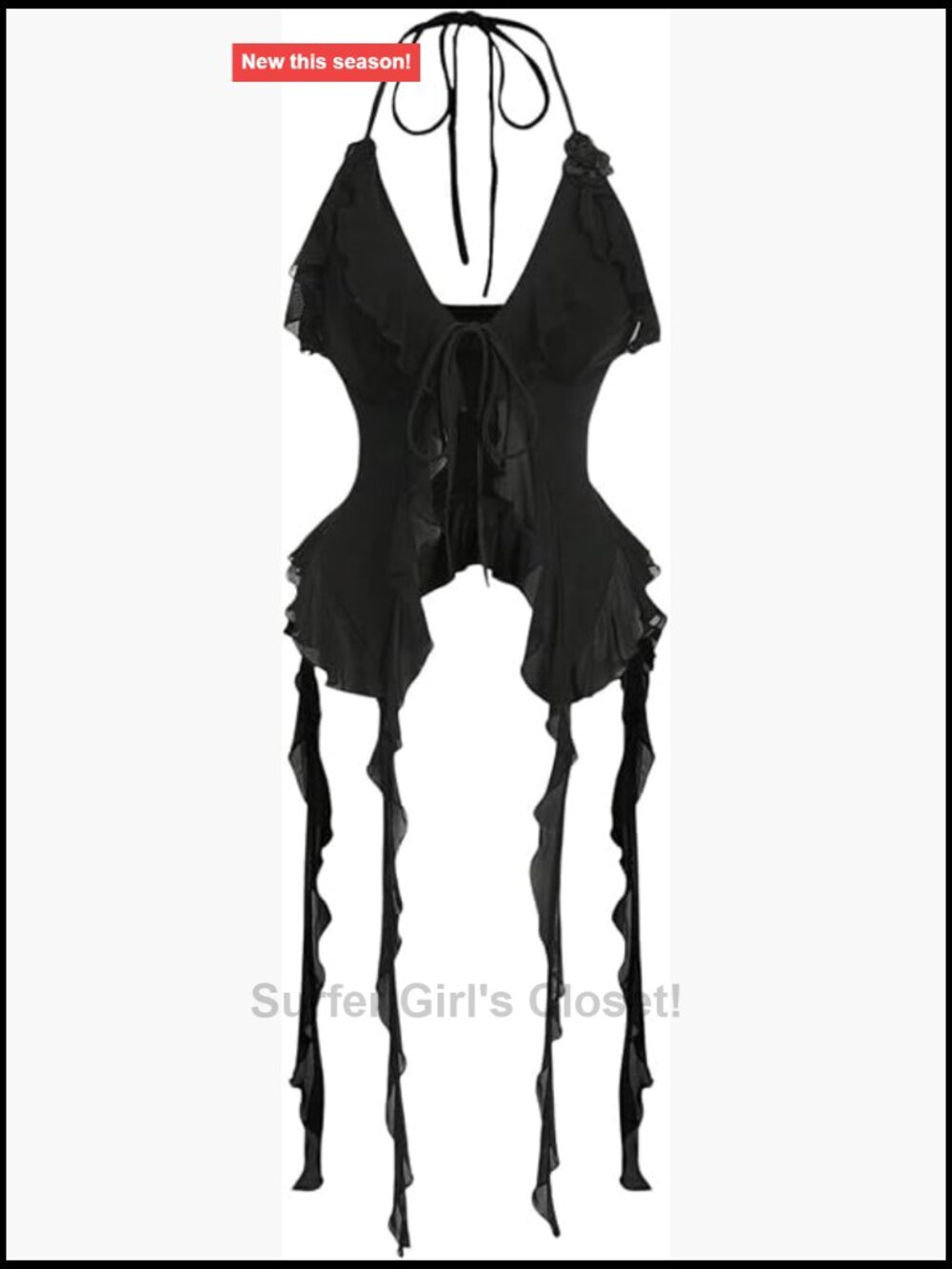 3D Flower Halter Top Tie Front Backless Ruffle Cami Sleeveless Party Top